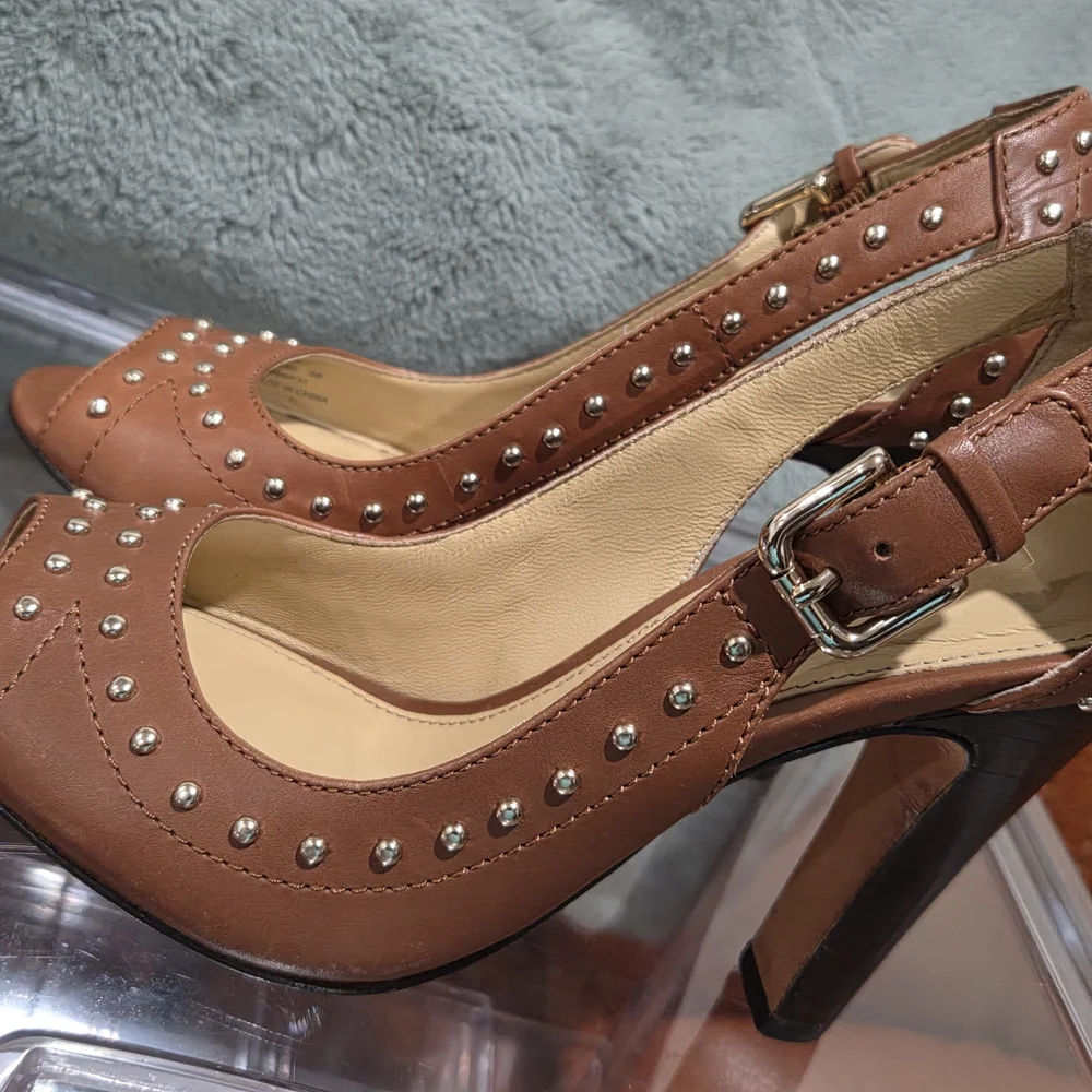Coach Tan Studded Women's Heels - Picture 5 of 5